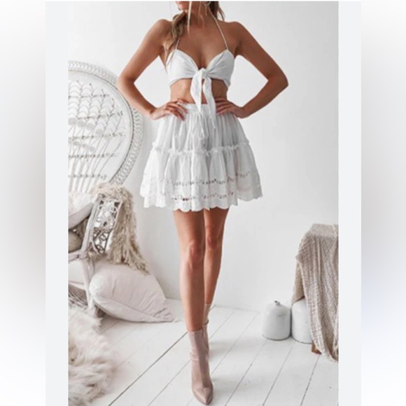 Seven Wonders Alannah Short Cotton Skirt White Lined Size US 4 fits like XS NWT - Picture 3 of 15